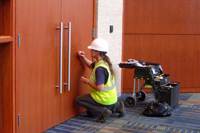 Commercial wood restoration of a conference room